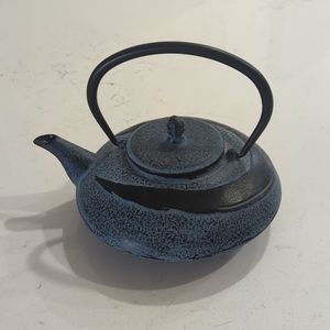 Blue/black cast iron teapot